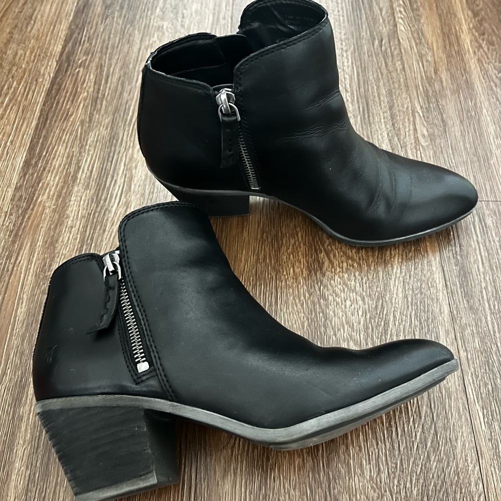 Frye Black Leather Ankle Booties